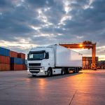 semi-truck-port-sunset